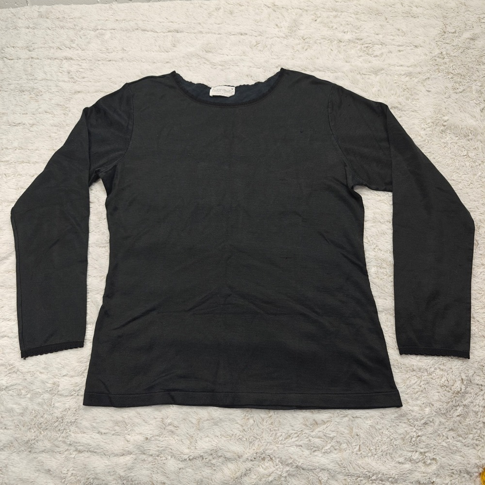 Cuddl Duds Black‎ Top Long Sleeve Night Shirt Womens Goth Grunge Edgy